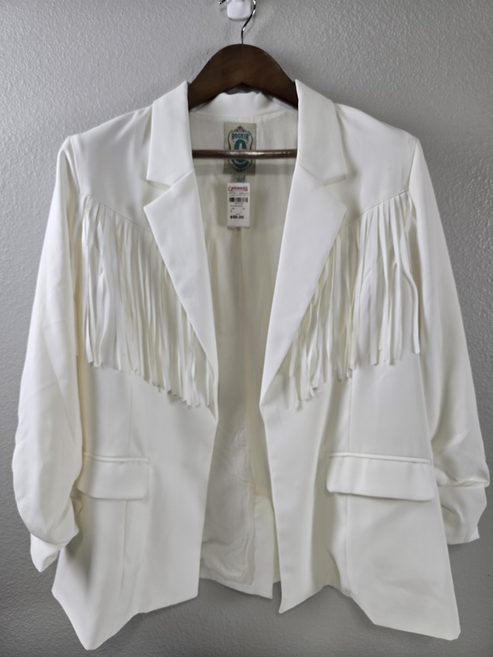 Rockin C Fringed White Blazer Jacket NEW WITH TAGS